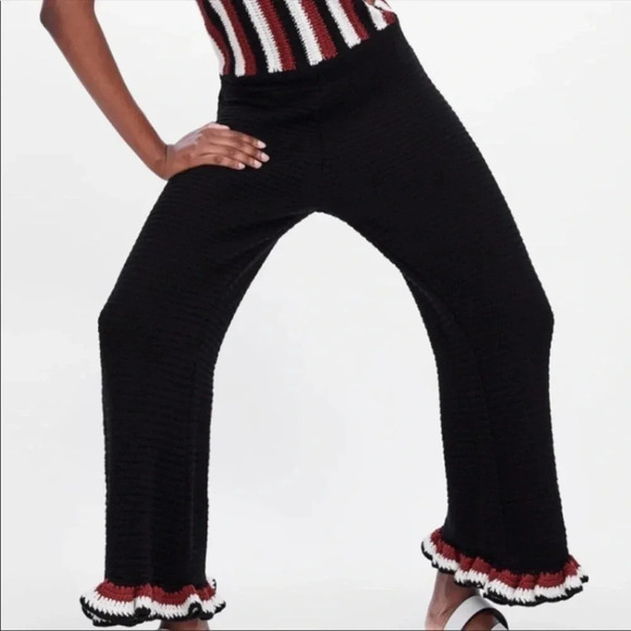 Zara Crochet Grannycore Knitted Ruffles Cottagecore Grunge Black Small - Picture 4 of 6